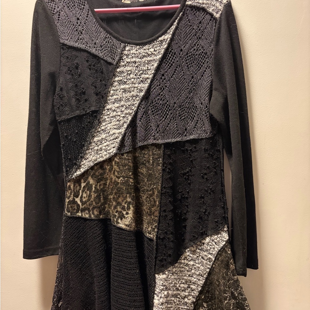 Vintage concepts Mixed-Texture Patchwork asymmetr… - image 1